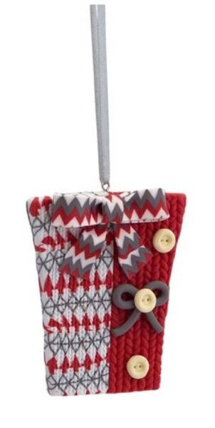 3.25" Alpine Chic Red White Gray Knit Style Gift Box Christmas Ornaments