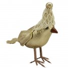 5" Gold Bird Wearing Knitted Peruvian Winter Hat Christmas Ornaments