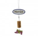 5.5" Merlot Sign Cork Grapes Dangle Christmas Ornaments
