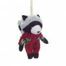 6" Plush Woodland Raccoon Wearing Knit Clothing Christmas Ornaments