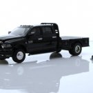 Dodge Ram 3500 Flatbed Dually Truck & Gooseneck Hitch 1:64 Black Diecast Toys