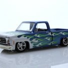 1979 Chevy C-10 Square Body Lowered Pickup Truck Blue Flames 1:64 Diecast Toys