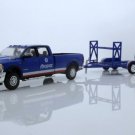 2020 Dodge Ram 2500 Truck Race Trailer Car Hauler 1:64 Scale Blue Diecast Toys