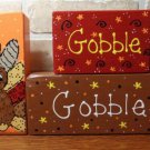 Turkey 3 Pc Gobble Gobble Fall Wood Block Shelf Sitter Set Thanksgiving Decoration Turkey 3 Pc Gobble Gobble Fall Wood Block Shelf Sitter Set Thanksgiving Decoration