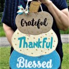18" Grateful Thankful Blessed Pumpkins Stacked Fall Sign Door Plaque Wood Wall Decoration 18" Grateful Thankful Blessed Pumpkins Stacked Fall Sign Door Plaque Wood Wall Decoration