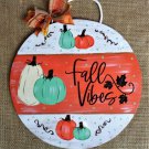 Fall Vibes Circle Sign Wall Art Door Hanger Plaque Wood Family Pumpkins Decoration Fall Vibes Circle Sign Wall Art Door Hanger Plaque Wood Family Pumpkins Decoration