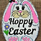 Hoppy Easter Egg Shaped Rabbit Sign Wall Art Door Hanger Plaque Bunny Spring Decoration