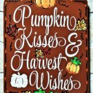 Pumpkin Kisses Harvest Wishes Sign Wall Art Hanger Fall Autumn Plaque Seasonal Decoration Pumpkin Kisses Harvest Wishes Sign Wall Art Hanger Fall Autumn Plaque Seasonal Decoration