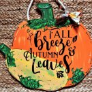 Fall Breeze Autumn Leaves Pumpkin Sign Wall Door Hanger Plaque Halloween Decoration