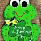 Hoppy St Patricks Day Frog Door Sign Wall Art Hanger Plaque Spring Decoration