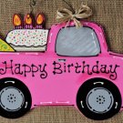 Happy Birthday Vintage Style Pink Truck Sign Wall Art Door Hanger Plaque Decoration Happy Birthday Vintage Style Pink Truck Sign Wall Art Door Hanger Plaque Decoration