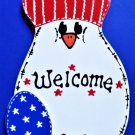 Americana Chicken Welcome Sign Wall Door Art Hanger Plaque Patriotic Rooster Decoration Americana Chicken Welcome Sign Wall Door Art Hanger Plaque Patriotic Rooster Decoration