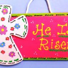 Easter He Is Risen Sign Cross Door Wall Plaque Art Hanger Hanging Decoration