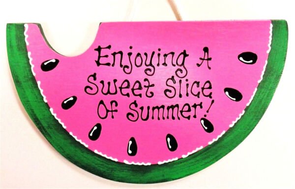 Watermelon Sweet Slice Summer Pink Sign Deck Pool Tiki Patio Backyard Plaque Decoration