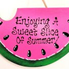 Watermelon Sweet Slice Summer Pink Sign Deck Pool Tiki Patio Backyard Plaque Decoration