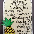 Pineapple Kitchen Operating Hours Sign Wall Art Plaque Tropical Hawaiian Decoration