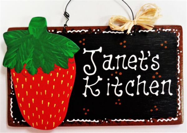 Strawberry Personalized Name Kitchen Sign Strawerries Wall Art Fruit Plaque Decoration