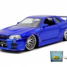 Car W/Display Turntable Fast & Furious Brian Nissan Skyline Gtr 1/24 Diecast Toys