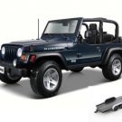Car W/Trailer Jeep Wrangler Rubicon Convertible Blue 31245 1/27 Diecast Toys
