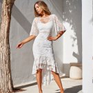 Fashion Irregular Slim Fishtail Backless Skirt Lace Bridesmaid Cocktail Women's Party Maxi Dress