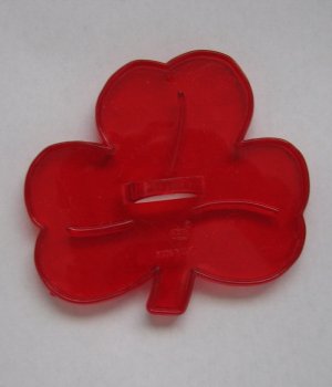 HRM Crown Vintage Holiday Clear Red Cookie Cutter One Shamrock Clover