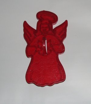 Vintage Holiday Clear Red Cookie Cutter One Christmas Angel