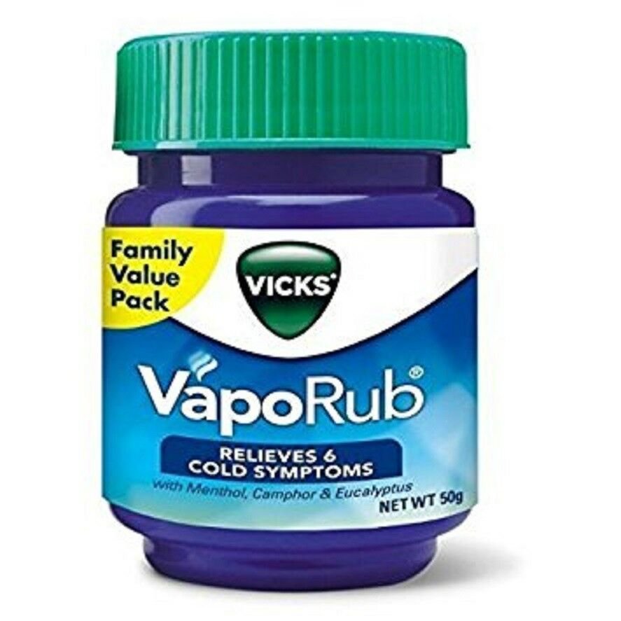 Vicks Vaporub Ointment Relieves 6 Symptom of Cold Cough Nasal Headache 50 gm ( 2 PCS)