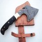 CUSTOM DAMASCUS STEEL AXE HUNTING KNIFE BRASS BOLSTER WITH BUFFALLOW HORN HANDLE
