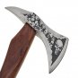 CUSTOM HAND MADE CARBON STEEL AXE WITH NICE ACHING BLADE WITH ROSS WOOD HANDLE