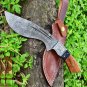 CUSTOM HAND MADE  FORGED DAMASCUS STEEL HUNTING KNIFE STEEL BOLSTER WITH ANGRVING