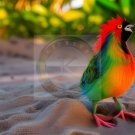 Exotic bird on sand