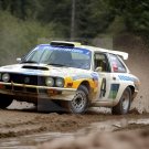Rally car on muddy road