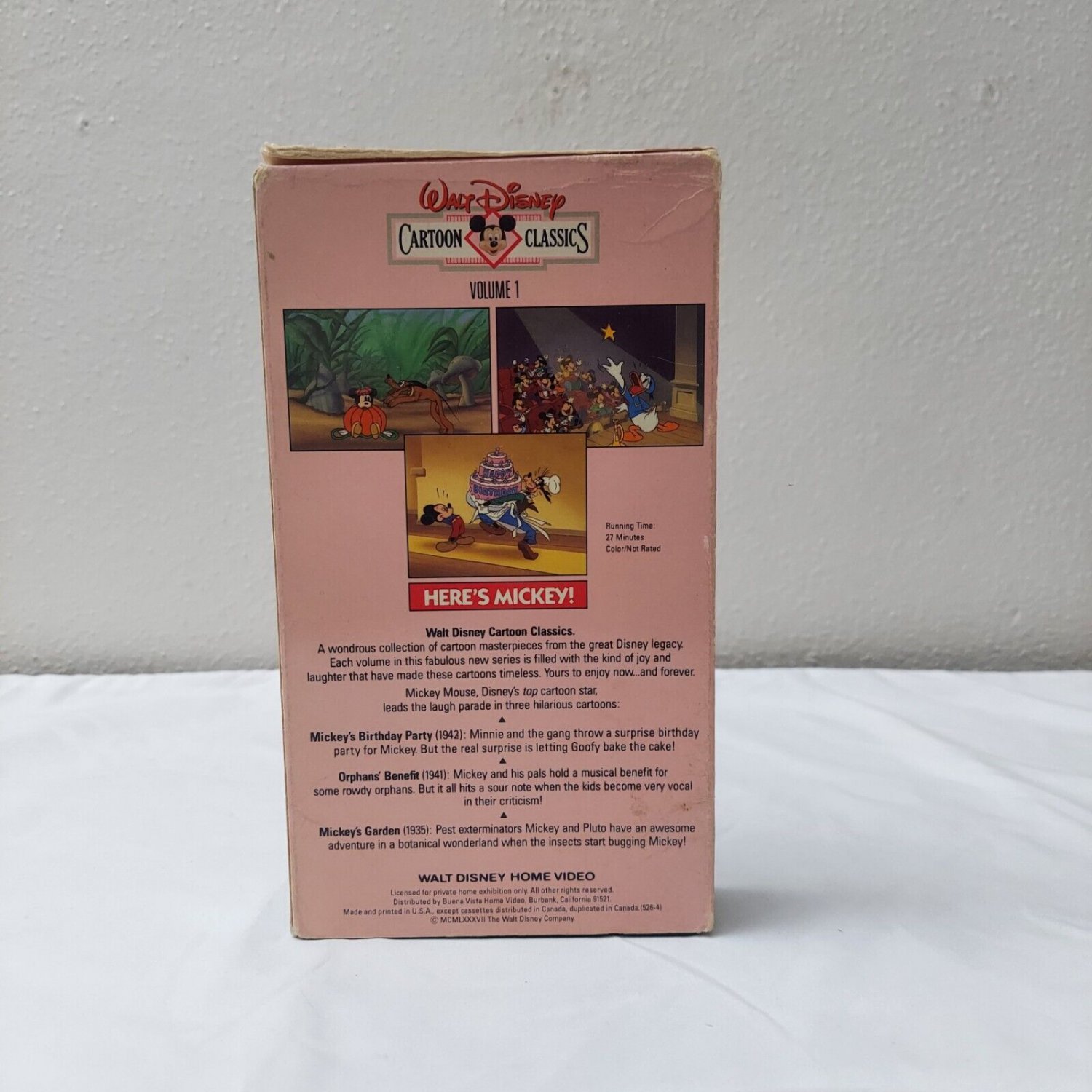 Walt Disney Cartoon Classics Vol 1 Heres Mickey Vhs Video Tape 1991 