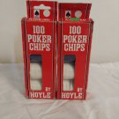 Lot of 2 Vintage Hoyle Poker Chips Red White Blue Plastic Mixed w/ Plastic Tray