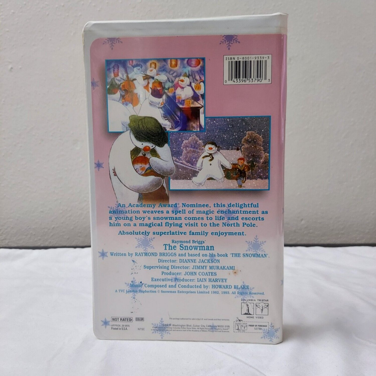 The Snowman Raymond Briggs Vhs Tape Movie Plastic Shell Columbia Tristar 1996 9470