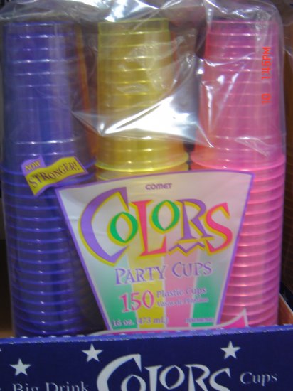 Cups, Plastic "Party Big Drink" Color 150 Count Pack