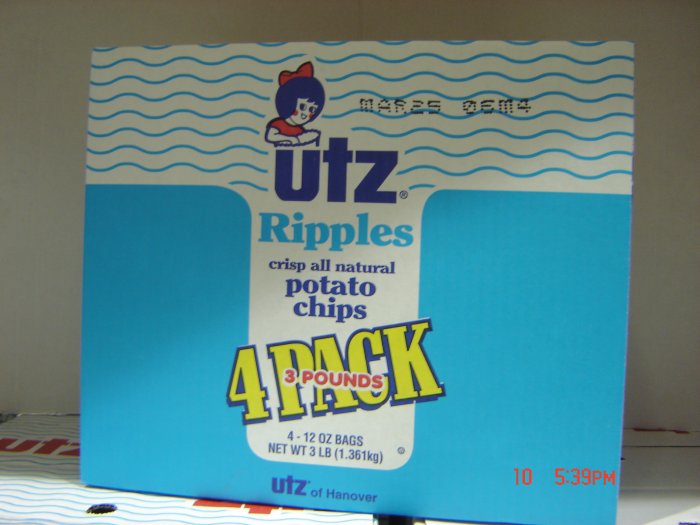 Potato Chips, Ripple Style, 4 Bag (0.75lbs.,340g. ea.) Pack