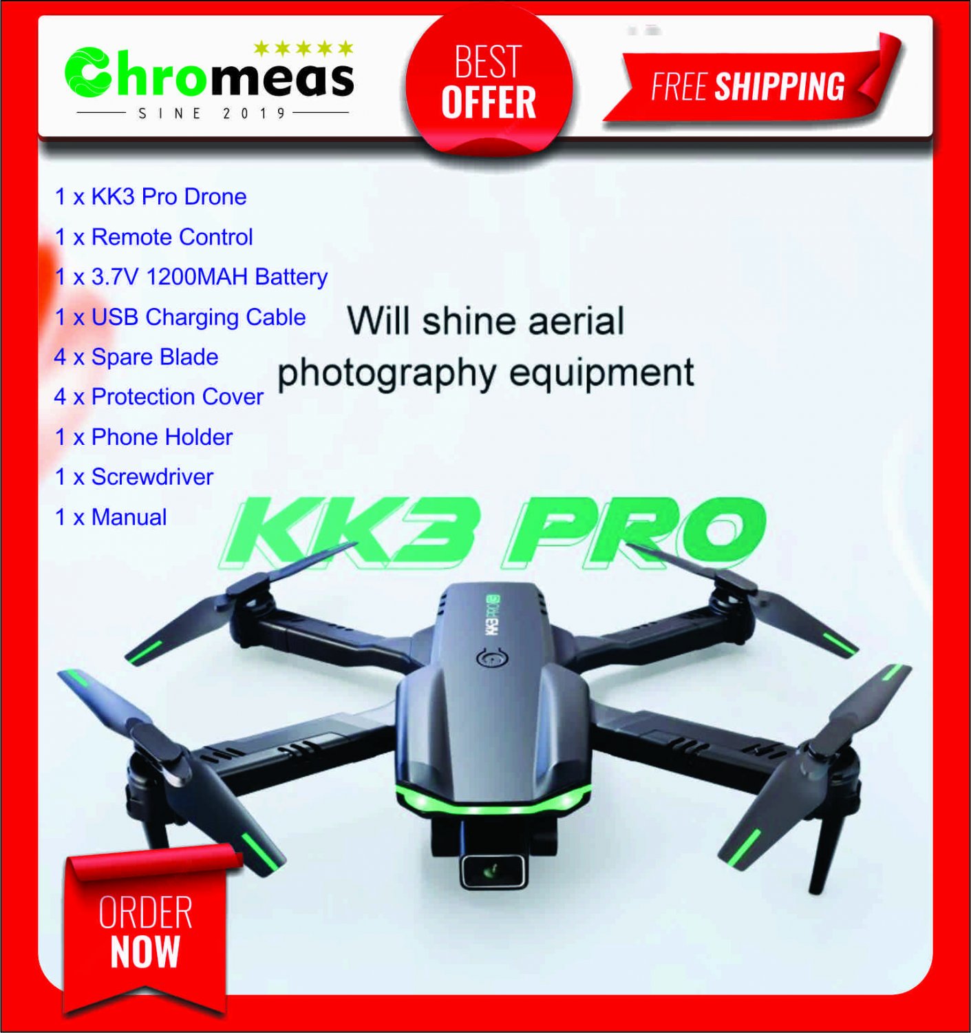 KK3 Pro Drone 4K Dual Cam Wifi Obstacle Fly Gift