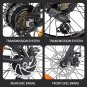 Ridstar 1000W 48V Electric Bicycle 20" Fat Tire Folding Mountain Ebike