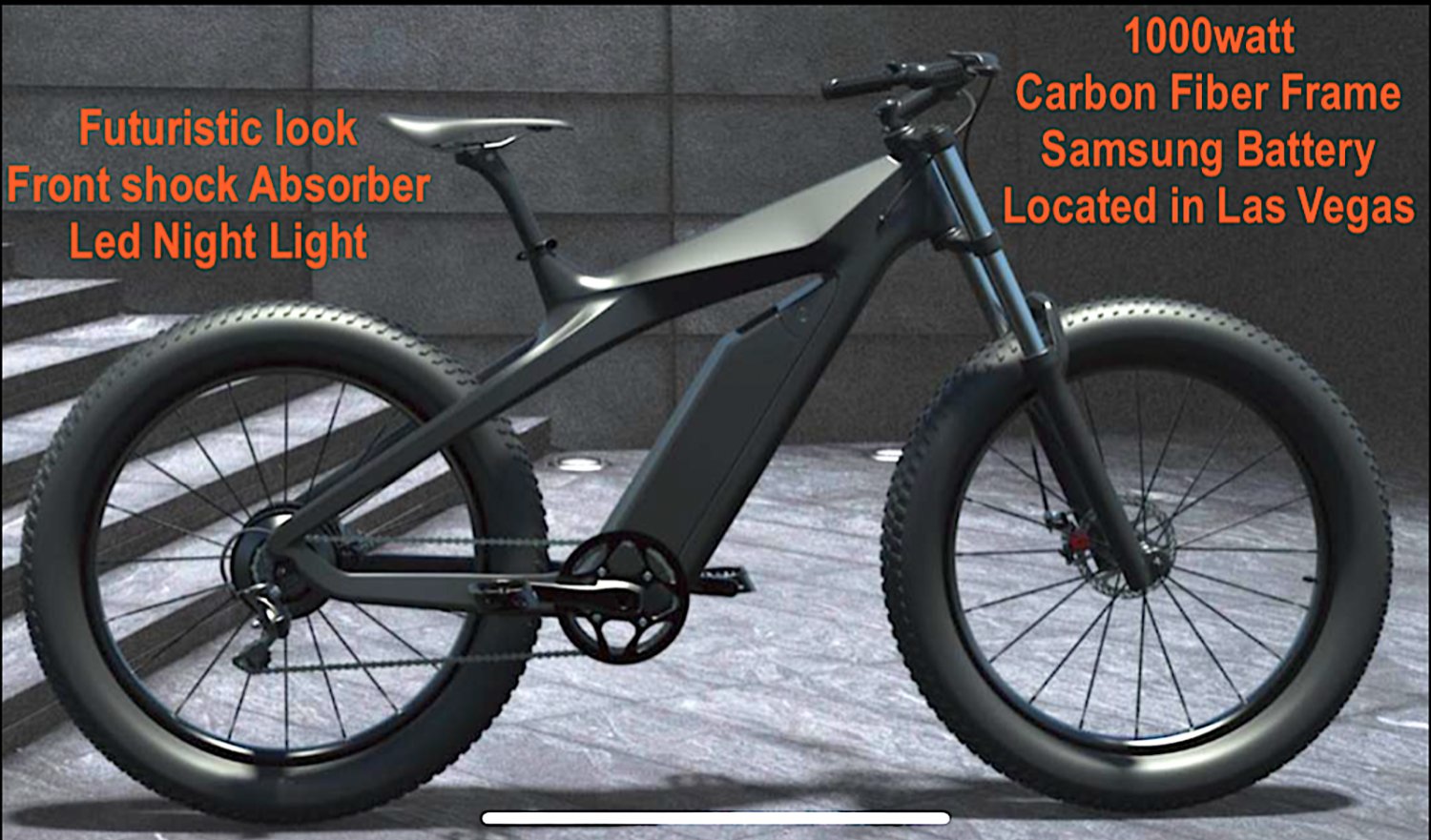 26" TRUE 1000W Electric E Bike Fat Tire CARBON FIBER Bicycle Li-Battery SAMSUNG