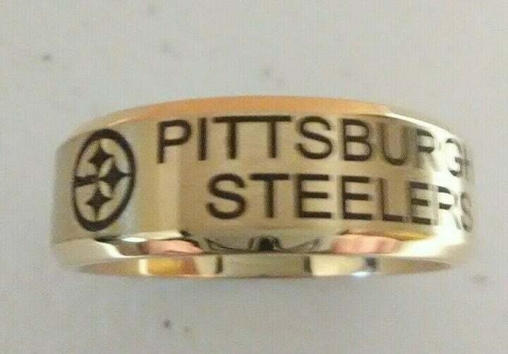Pittsburgh Steelers Titanium Ring, style #2, sizes 5-14
