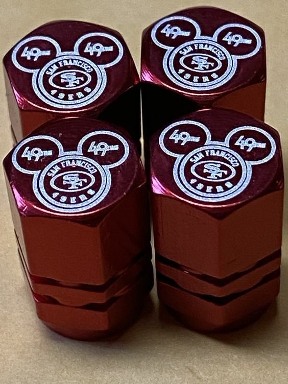 49ers Valve Stem cap sided 4 Pc set, #49.16, FREE ?