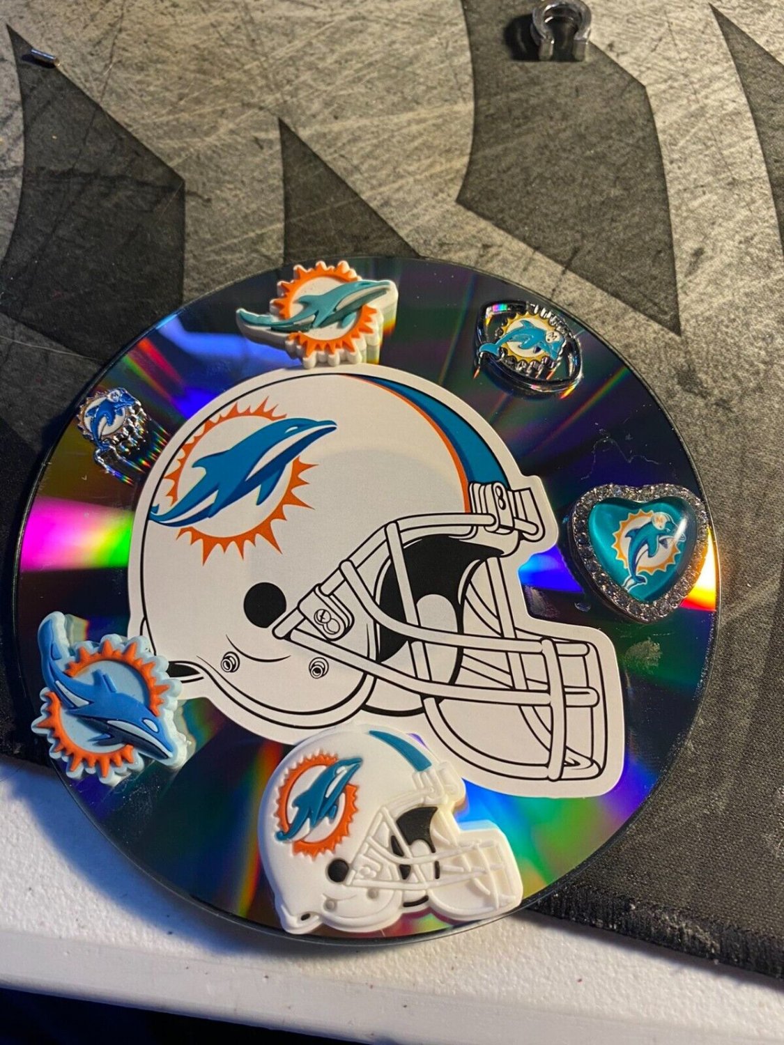 Miami Dolphins CD shot glass Coaster, wall art reflector