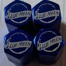 Chrome Engraved Blue Moon Tire Valve Stem cap Covers 4 Pc set, #BM1