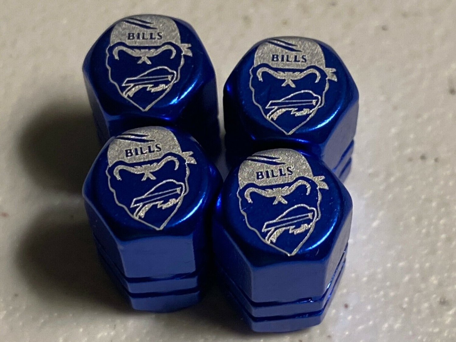 Buffalo Bills gangster Tire Valve Stem caps 4 Pc set ,  #BB4, FREE ?