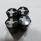 Mustang black chrome engraved tire valve stem caps, 4 pack