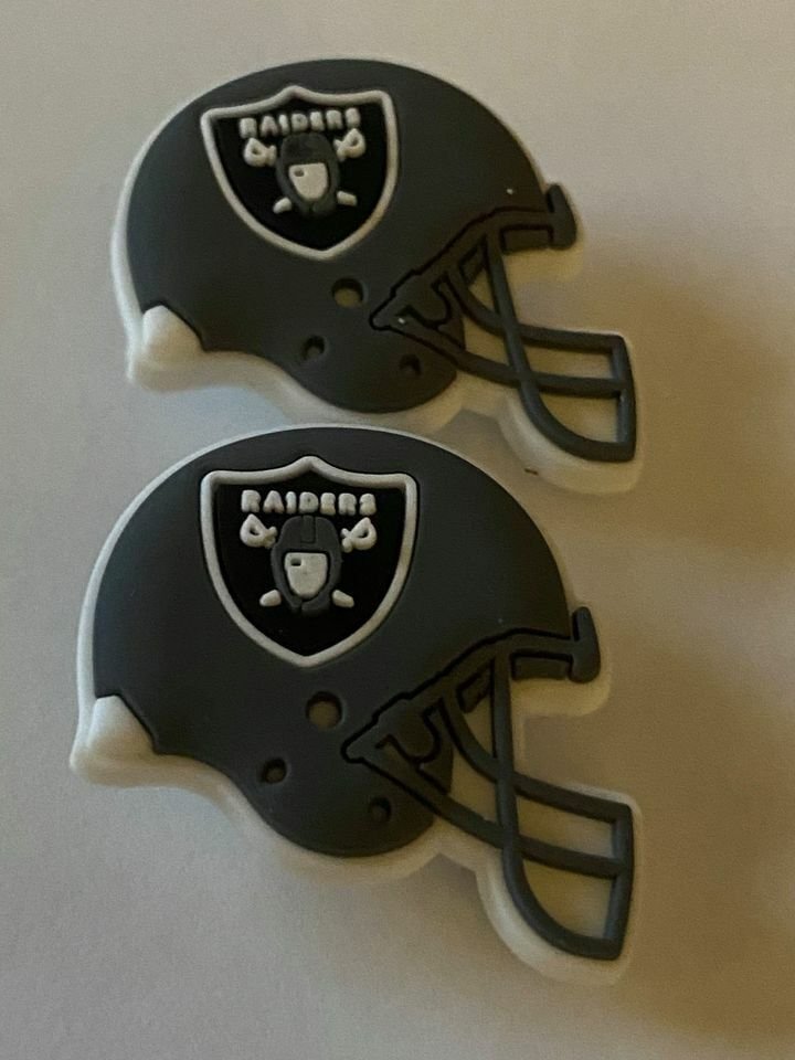 4 pair, Las Vegas Raiders helmet croc charm,