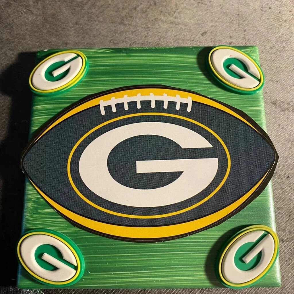 Green Bay Packers painted decorated 4 x 4 ceramic tile