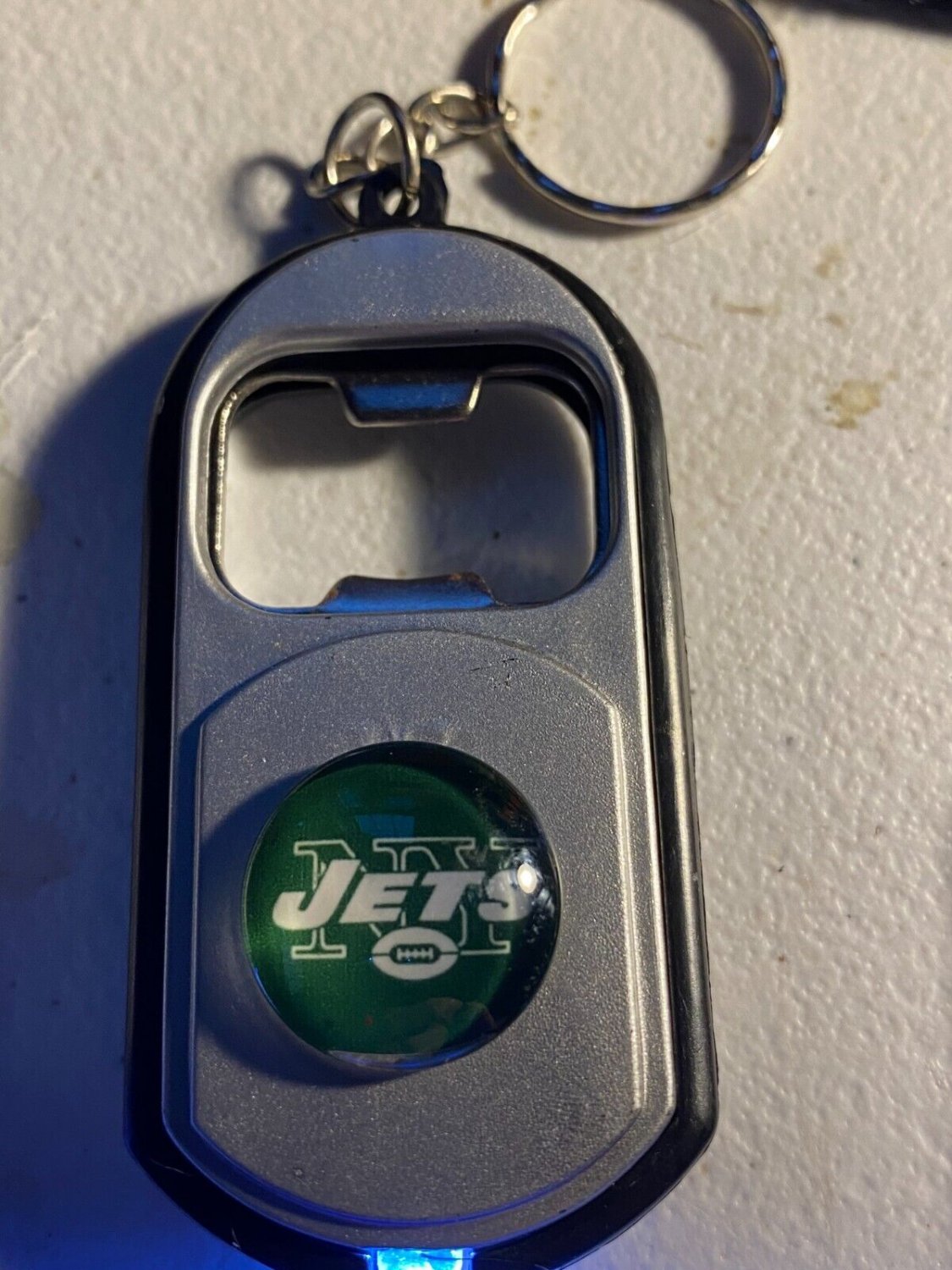 New York Jets multipurpose keychain, bottle opener, light