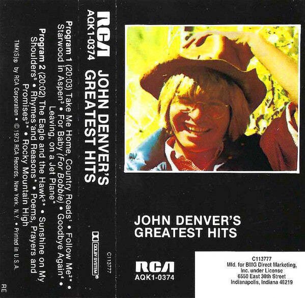 John Denver - John Denver's Greatest Hits  (Cassette Tape)